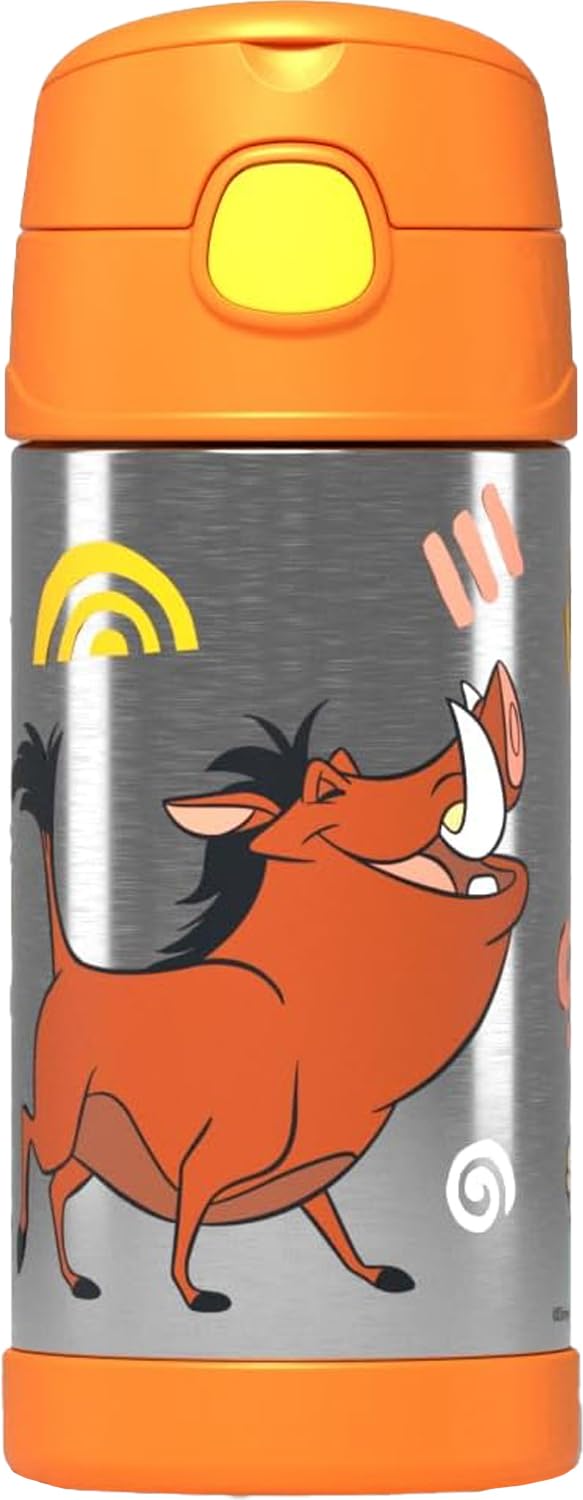 Thermos - Kid Water Bottle, Disney Lion King (355ml) - BPA Free, Stainless Steel Flask, Spill Proof, Pop-Up Straw, Carry Handle, Dishwasher Safe,12-Hour Cold Drinks, School, Clubs, Sports, Picnics โ image 1