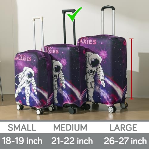 Image of HOKIPO Suitcase Covers for Trolley Suitcase, 220gsm Durable and Washable, Medium (21-22inch) - Galaxy Explorer (AR-6344-D11)