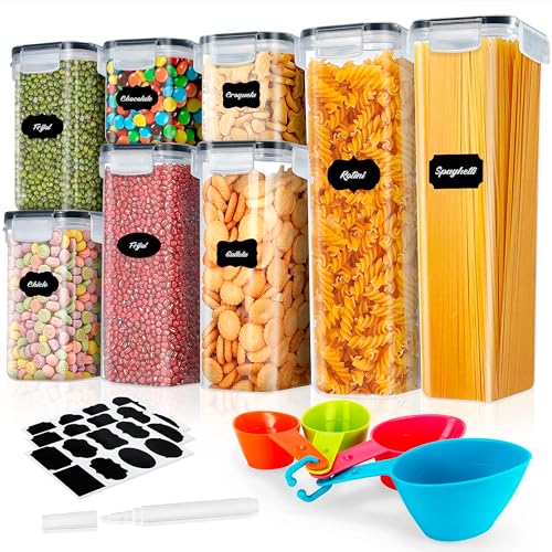 JUPPLIES Contenedores Cocina - Recipientes Herméticos de Plástico para Alimentos – Tarros y Botes para Cereales, Pasta, Granos y Harina