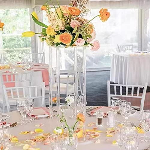 10 Pcs Wedding Centerpieces Acrylic Vases Clear Column Flower Vase Flowers Stand 7.87'' X 7.87'' X 23.6'' Rectangular Flower Display Table Flower Stands For Wedding Party Events Reception Table Decor #TOP1