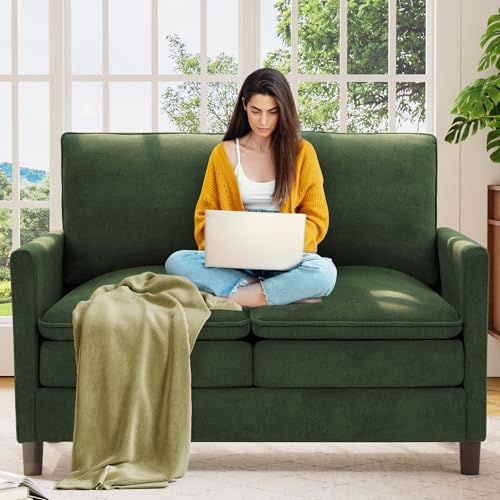 Image of Welzona 3-Layers Cloud Loveseat Sofa, 51 inch Small Couch, Teddy Small Sofa