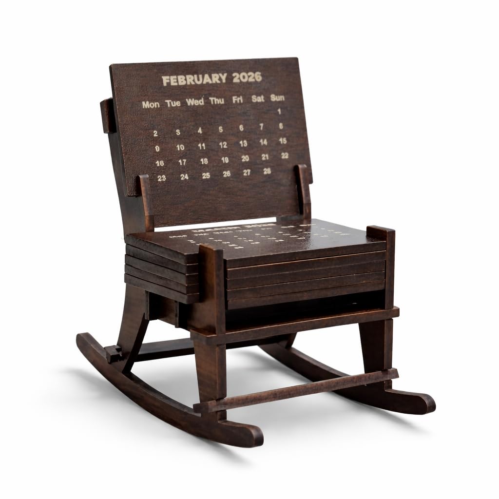 Handcrafted Wooden Rocking Chair Desk Calendar 2026 - Unique Miniature Furniture Design Monthly Planner for Home Office Decor, Bookshelf Accessory, and Corporate Gifting - Compact Wood Craft Desktop Organizer-image-47