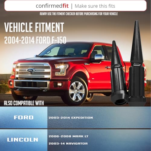 Image of Wheel Accessories Parts 24 Pcs M14x2 14x2 Thread Spike Spline 4.40 inch Long Lug Nuts Black Chrome Truck Spline Hex Fits Ford Expedition F-150 | Lincoln Navigator