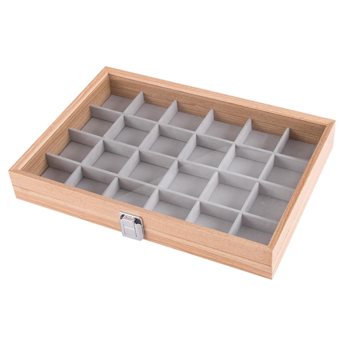 Caja de Almacenamiento de Joyas Organizador Multifunción Rejillas y Ventana Transparente para Pendientes, Anillos y Collares, Adecuado para Viaje y Exhibición en Mostrador