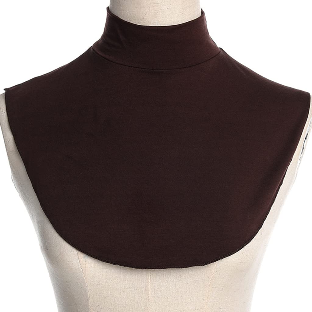 Terncoew Men's Brown Wo Turtleneck Fake Collar Islamic Hijab Extensions Solid Color Mock Neck Cover Half Top Detachable Hijab Neck Warmer