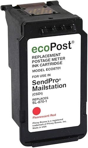 ecoPost Reemplazo de cartucho de medidor de franqueo remanufacturado para Pitney Bowes SL-870-1 Rojo