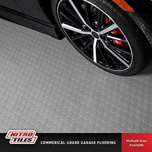 IncStores 2.5mm Thick Commercial-Grade Nitro Roll Garage Floor Mat | Flexible Vinyl Floor Mat for a Stronger and Safer Garage, Workshop, or Trailer | Coin-Top, Stainless Steel, 7.5' x 17'