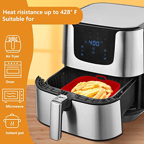 4 Pack Square Silicone Air Fryer Liners For 4-7 Qt Square Air Fryers, Reusable Air Fryer Silicone Liners, Heat-Resistant Air Fryer Liners Silicone Material, Bpa Free And Dishwasher Safe #TOP1