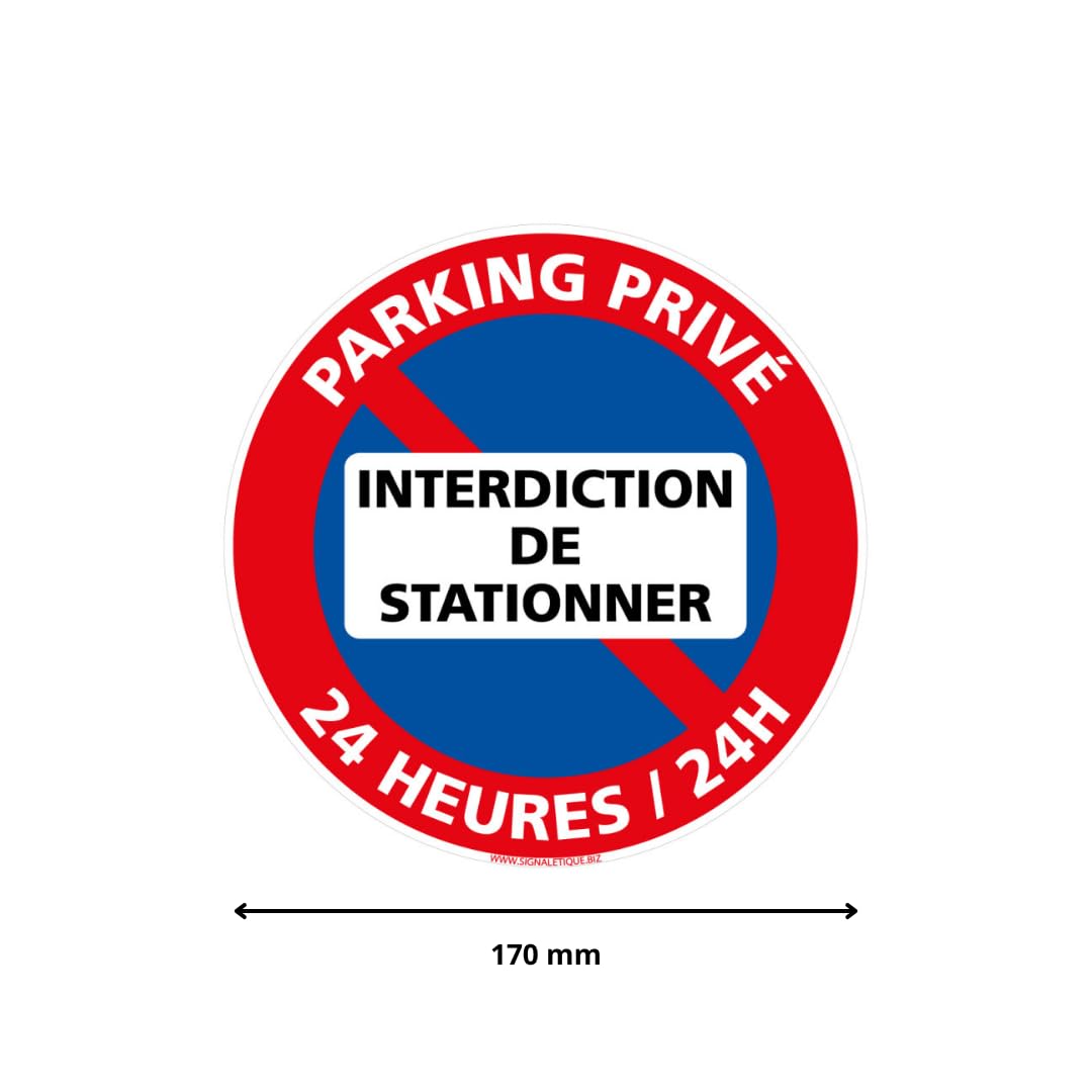 Autocollant interdit de stationner parking privé. Sticker dissuasif