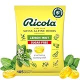 Ricola Sugar Free Lemon Mint Herbal Throat Drops with Lemon Balm and Low Menthol for Everyday Voice Care - 105 Count - Herbal Throat Lozenges