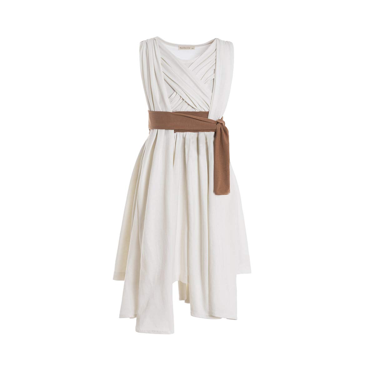 Uikajia Rey Costume – Rhinestone Chewbacca, Princess Leia, Darth BB8 and R2D2 (Beige, 7 Years)