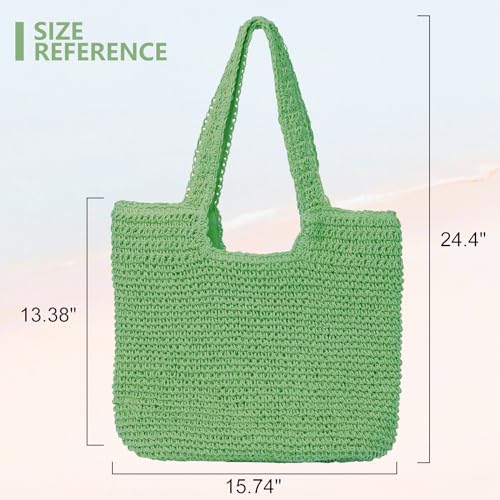 Image of GOLDTIMO Beach Bags for Women - Summer Soft Large Woven Shoulder Purse Handbag, Beach Tote Straw Bag for Summer Vacation