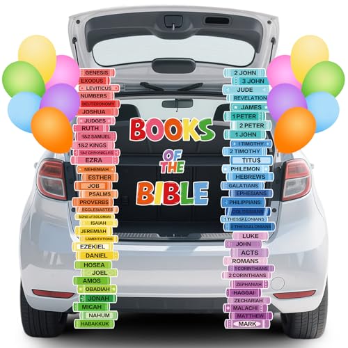 Christian Trunk Or Treat Car Decorations Kit Books of The Bible Cutouts for Religious Church Trunk or Treat Car Decorations with Balloons Halloween Truck Decoration for Suv Archway Garage