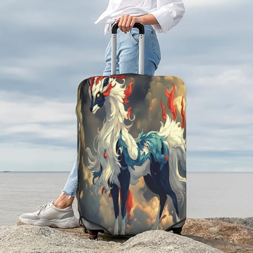 Qilin Secret Language Durable Luggage Cover Suitcase Protector Anti-Scratch Luggage Cover Fits 18-32inch Luggage, Black, X-Large3