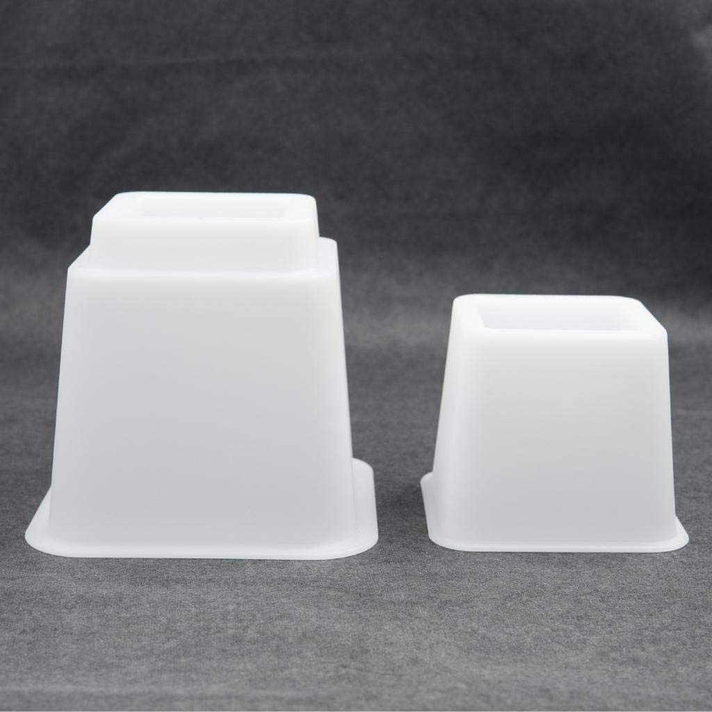 4 Piezas Elevadores de Cama Ajustables Extensores Apilables para Patas de Muebles Elevadores de Altura Plástico Fuerte Adecuado para Oficin, Blanco 5 Pulgadas 4 Piezas, Individual