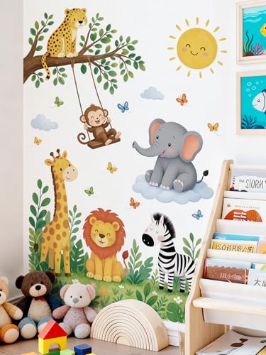 Vinilo Decorativo de Animales de Jungla Cartoon 2 Piezas