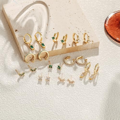 5 Pairs Sterling Silver Stud Hoop Earrings for Women Teens Dainty 14k Gold Dainty Earrings 925 Sterling Silver Cartilage Earrings Stud Earrings Huggie Earrings Set for Multiple Piercing Small Hoop Earrings Stacks3