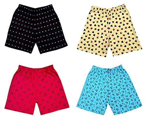 Image of indi weaves Girls Cotton Printed Shorts (Pack of 4)