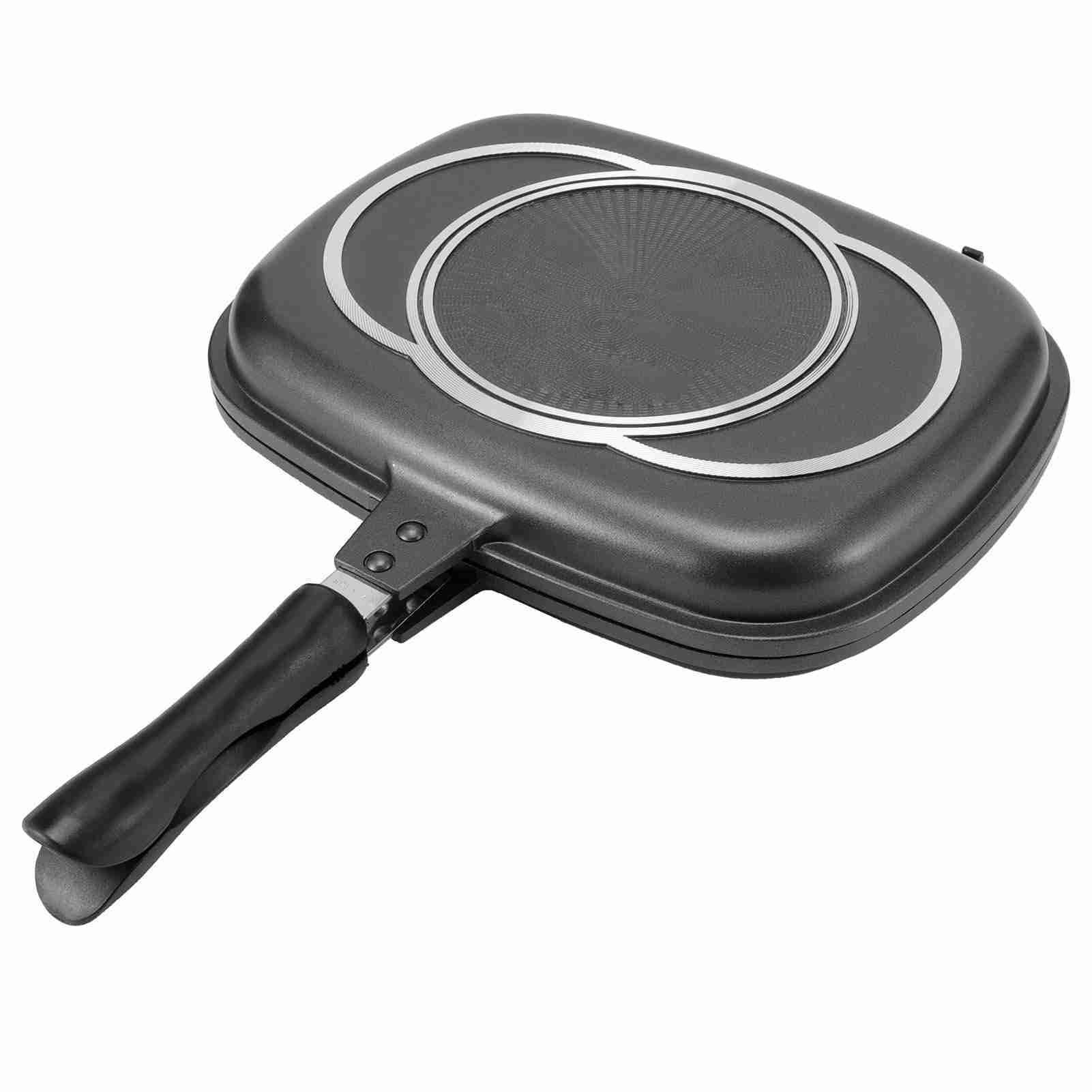 Double Side Grill Pan, Non Stick Aluminium Double Frying Pan, Sandwich And Panini Maker Baking pan for Barbecue, Chicken