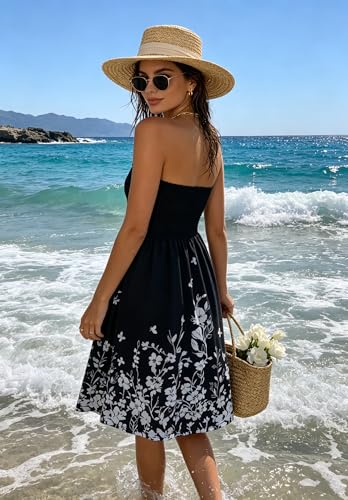 Image of Zyyfly Womens Summer Beach Dresses Strapless Cover Ups Dress Tube Top Sundresses