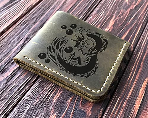 Mizutsune MHW Wallet Mens, Christmas Gift for Him, MHW Personalized Mens Leather Wallet, Gamer Gift, Custom Leather Wallet Handmade Husband Gift Boyfriend Gift, Geek Gift s364