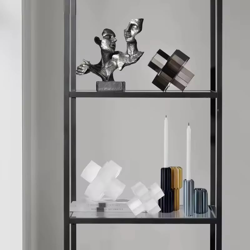 Estatua geométrica moderna minimalista de cristal negro miniatura 6