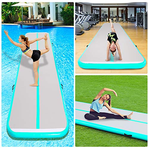 Naice Inflatable Air Gymnastics Mat, Training Tumbling Mat,10Ft/13Ft/16Ft Tumble Tracks Air Training Mats With Electric Air Pump For Indoor/Gym/Outdoor/Yoga/Water/School Use (Mint Green, 20Ftx3.3Ftx4In(6X1X0.1M)) #TOP7