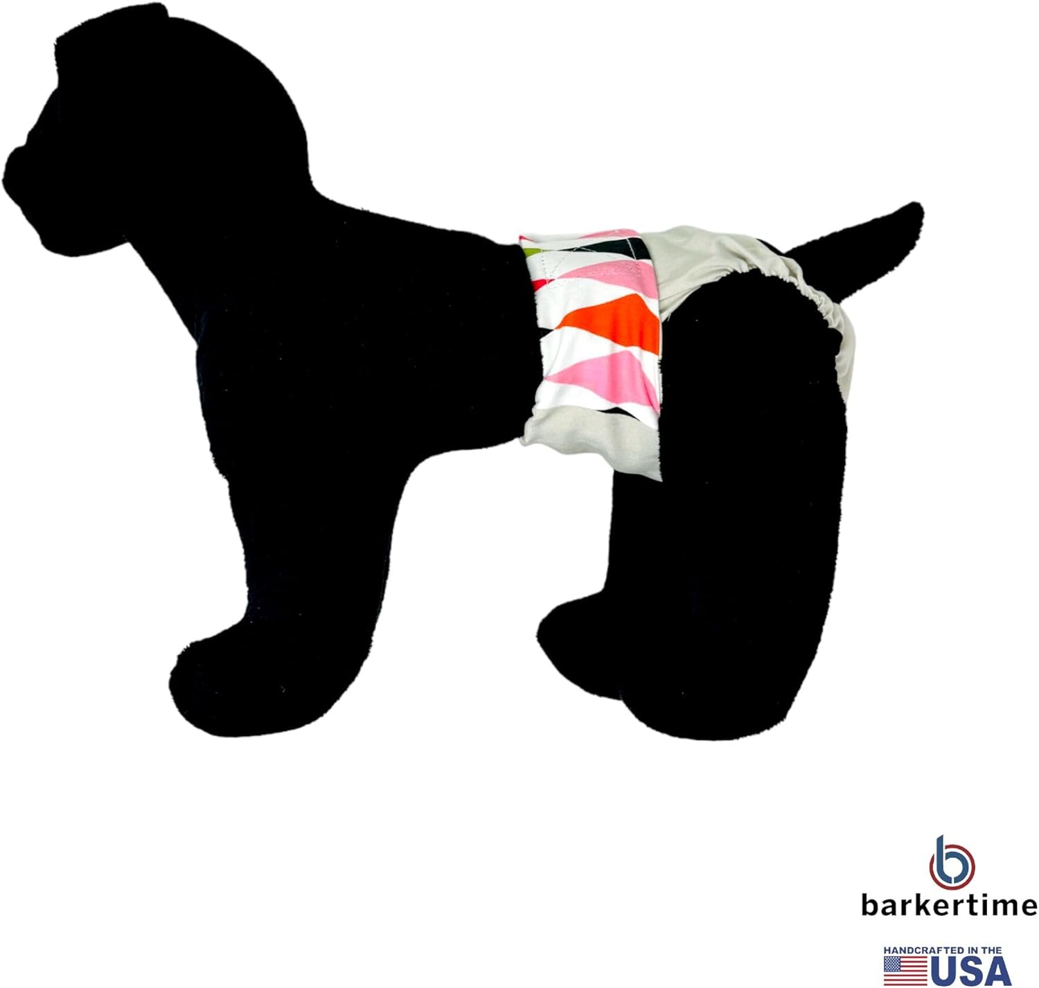 Fancy Harlequin on Frosty Cream Dog Diaper, XS, with Tail Hole - Made in USA