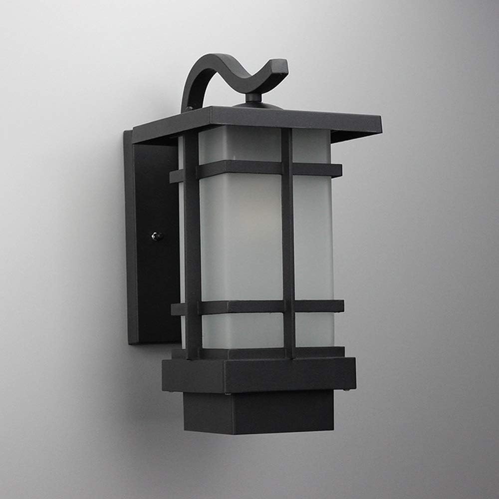 noxozoqm Outdoor Wall Lantern-Black Die-cast Aluminum Wall Fixture Garden Outside Exterior Waterproof Wall Sconce(White Glass)