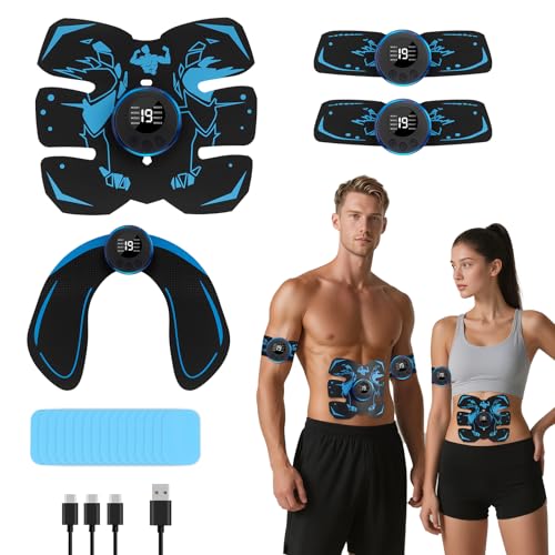 Dresz EMS Bauchmuskeltrainer, EMS Trainingsgerät für Muskeln, 8 Modi & 19 Intensitäten,16 Wassergel, USB Wiederaufladbar,Bauchmuskeltrainer Elektrisch für Bauch, Arm, Bein, Po, Unisex Dresz EMS Bauchmuskeltrainer, EMS Trainingsgerät für Muskeln, 8 Modi & 19 Intensitäten,16 Wassergel, USB Wiederaufladbar,Bauchmuskeltrainer Elektrisch für Bauch, Arm, Bein, Po, Unisex