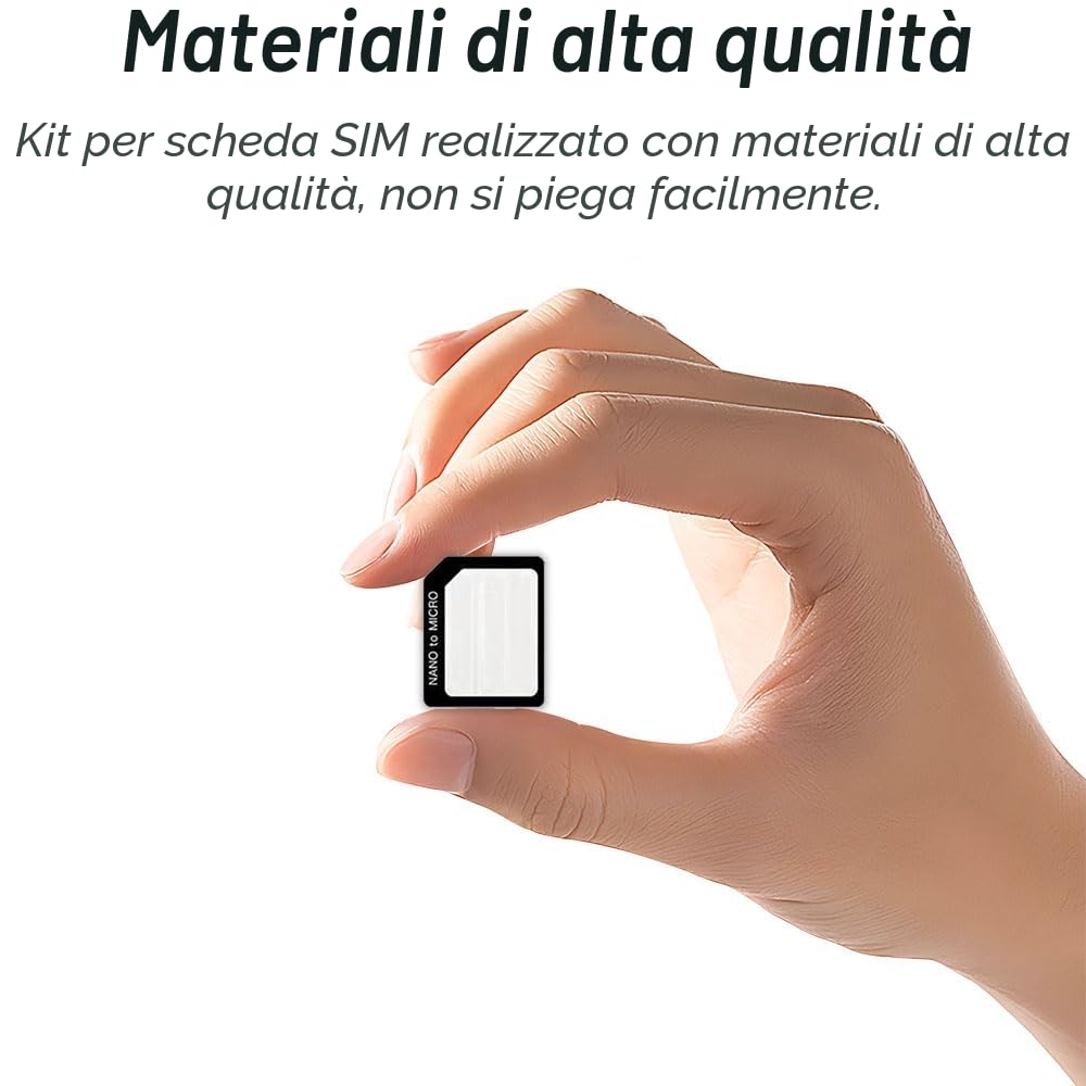 4 in 1 Adattatore per Scheda SIM, 3 Set Adattatore Sim Card, Kit Adattatore per Scheda SIM Appositamente Progettato, per Smartphone e Tablet Disponibile
