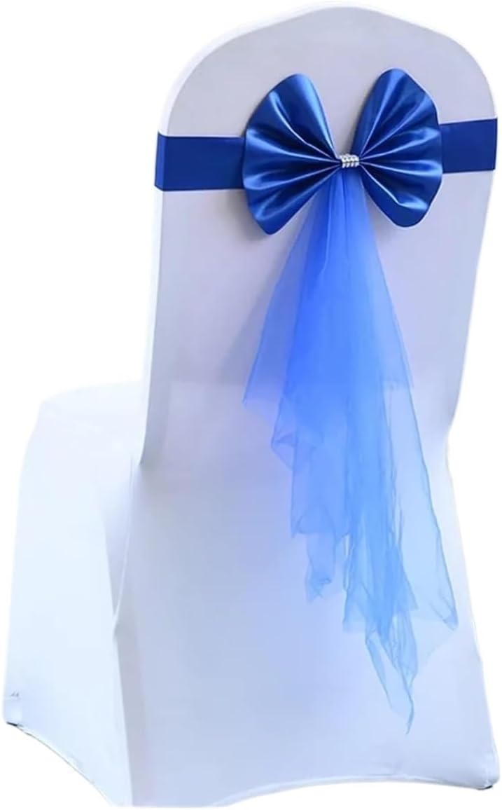 Wedding Decorations Chair Sashes Bows, 20 pcs Multicolor Wedding Chair Sashes for Ceremony Decoration(Blue)