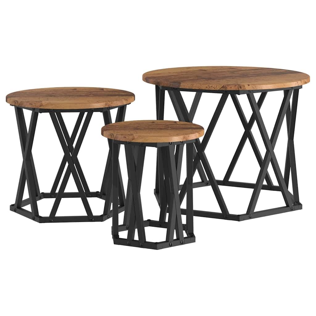Fengshui Nesting stolik pomocniczy, zestaw 3 sztuk, materiał drewnopochodny,
