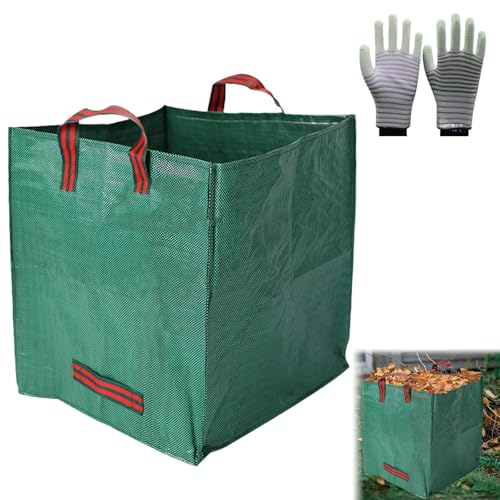 Gartenabfallsack 125L Laubsack Gartensack mit Griffen, Groß Stabile Gartensäcke Laubsammler, Selbststehend Abfallsack Stabil Grünschnittsäcke für Gras Laub Hecke Gartenabfall