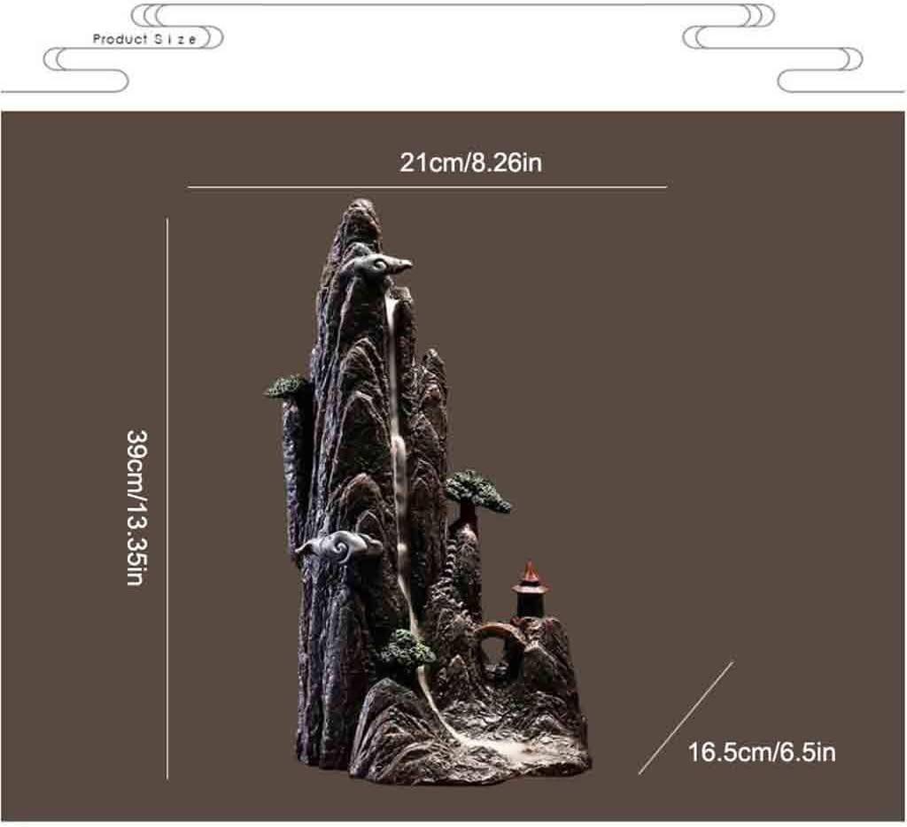 Incense Burner Backflow Incense Burner Mountain Tower Incense Stand for Home Decoration Office Yoga Meditation 8.26 × 13.35 × 6.5 Inch Incense Holders ( Color : Resin , Size : 8.26*13.35*6.5 inches )