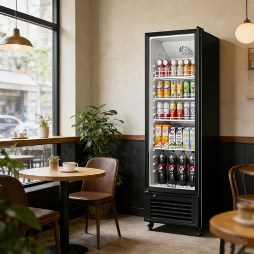 Image of BODEGACOOLER 11.5 Cu.Ft. Commercial Merchandiser Refrigerators, Adjustable shelves & Automatic Defrost, Commercial Beverage Refrigerator Glass Door For Drink, Soda, Garage, Gym, Man cave, Shop, Office