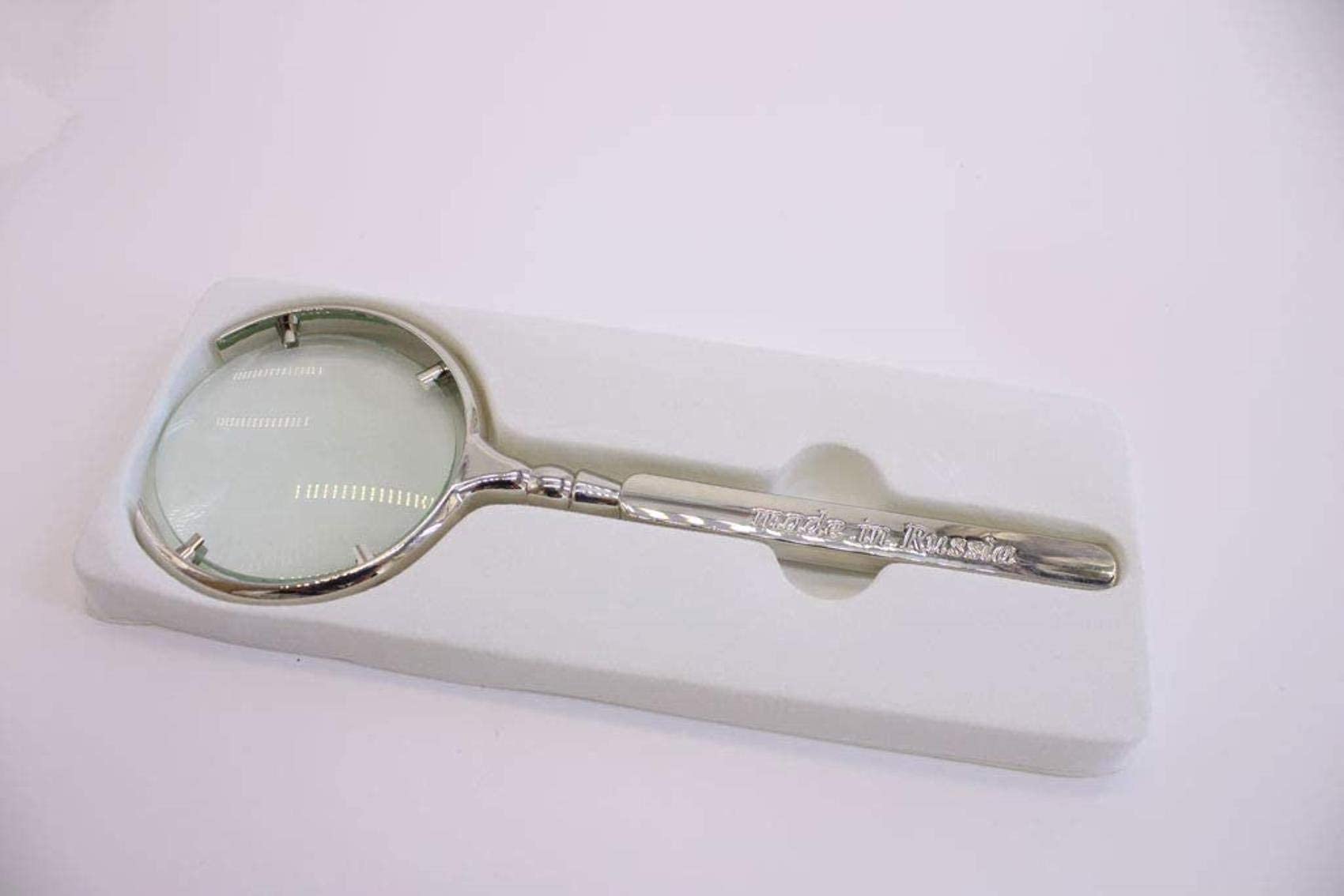asdchZen Russian Magnifying Glass Crescent Shaped Metal Gift Handheld Magnifier Bronze For Reading Crafts Repair Magnifier Beauty Comes