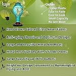 LUJII Hand Blown Glass Hummingbird Feeder for Outdoors Hanging, Leakproof, Never Fade, 36 fl.oz, 5 Feeding Metal Stations, Much Bigger, Garden Backyard Decoration, Great Gift for Bird Lover, Blue