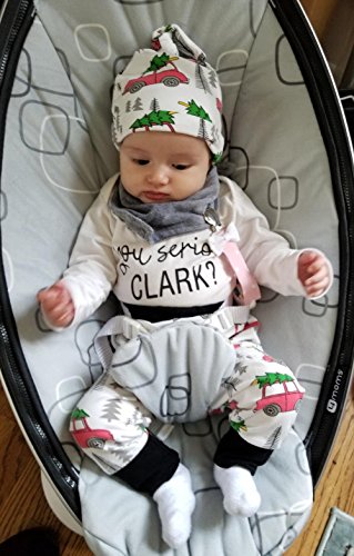 YOUNGER STAR Family Christmas Newborn Baby Xmas Car Romper Pants+Xmas Hat Coming Home Outfits Set2