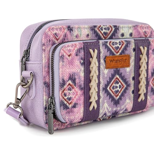 Image of Wrangler Aztec Crossbody Bag for Women Multi Pocket Shoulder Bag Boho Cross Body Wallet Purse