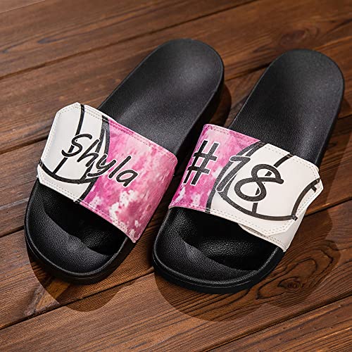 Custom Name & Number Sport Slides for Men Women, Indoor & Outdoor Beach Comfort Casual Sandals With Adjustable Upper 6