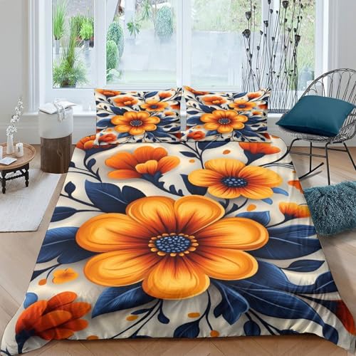 RIAVBAODG Impresas En 3D Talavera Pattern,Flor-Arte Polaco,Juego De Sábanas Fundas Nórdicas Juego De Funda para Edredón Cremallera Oculta para Niños, Adolescentes,Adultos King（220x240cm）