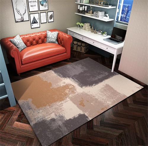 Tapis de couloir marron 120x180 cm lavable et design abstrait pour cuisine