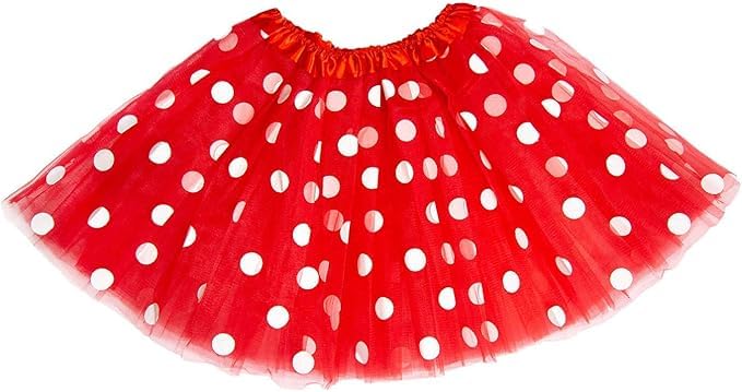 Singtis Karneval Kostüm Damen Maus Mouse Kostüm Rot Weiß Schwarz mit Tutu Gepunktet + Haarreifen mit Maus Ohren und Schleife für Fasching Karneval...