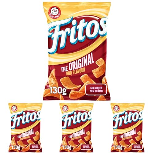 Matutano Fritos Original, snack sabor a barbacoa, bolsa individual de aperitivo, 130 gr (Paquete de 4)