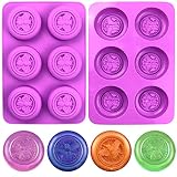 SIQINZONGWA (2 Pack) Silicone Soap Molds, Round Bee Silicone Molds for Homemade Soaps, Beeswax, Resi