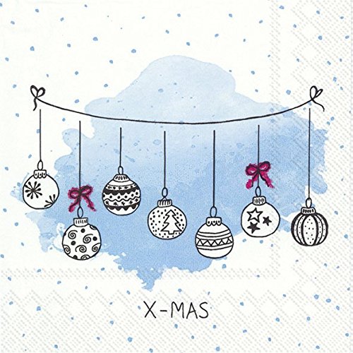 IHR Papierservietten Mit Weihnachtsmotiv, 33 Cm, 3-lagig, Hellblau – 20 Stück, Umweltfreundlich, Made In Germany
