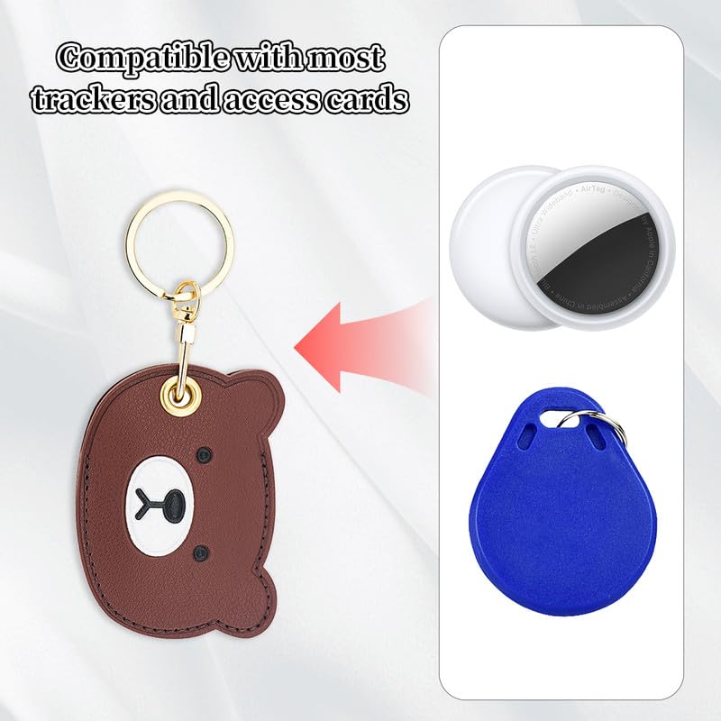 Image of Leather Keychain Case Holder Compatible with Apple AirTag, GPS Airtag Keychain Finder Tracker with Key Ring, Anti-Scratch Protective Air Tag Cover | Leather