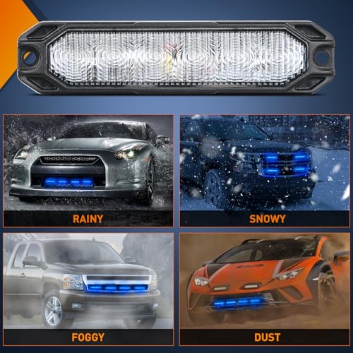 Image of Nilight 6 LED Emergency Strobe Lights 4PCS Blue