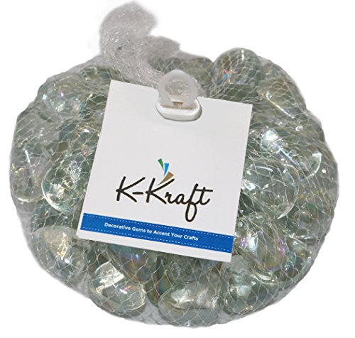 Jewel Glass Gems Vase Filler, Table Scatter, Craft Accents (2.2 Pounds, Diamond Clear)